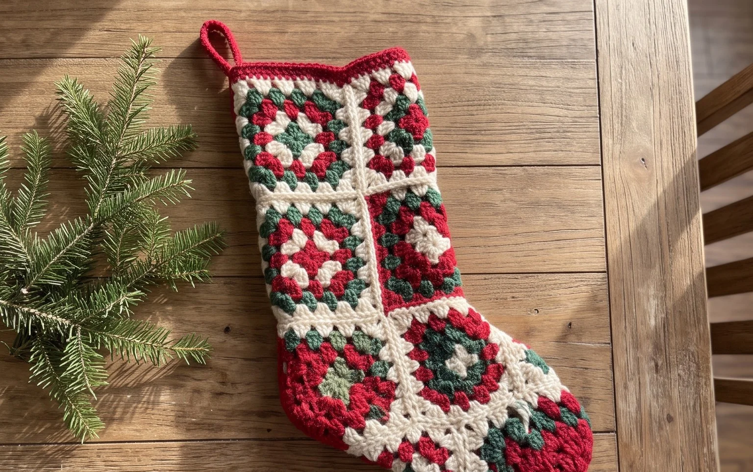 Granny Square Christmas Stocking: Free Crochet Pattern