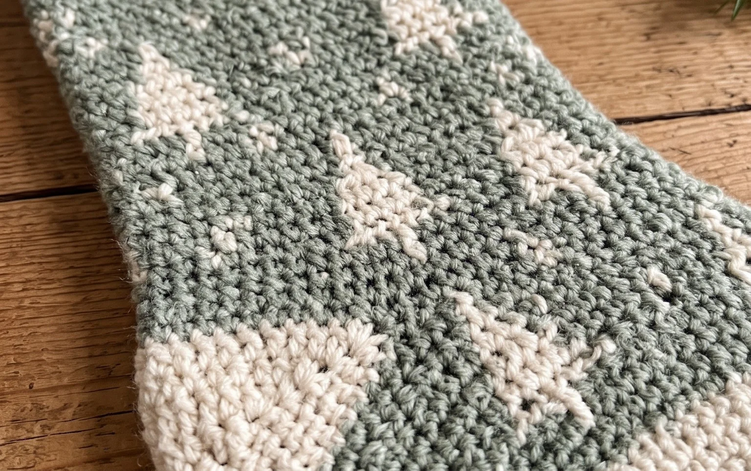 Crochet Stocking Pattern using Overlay Mosaic Crochet -Twinkling Trees