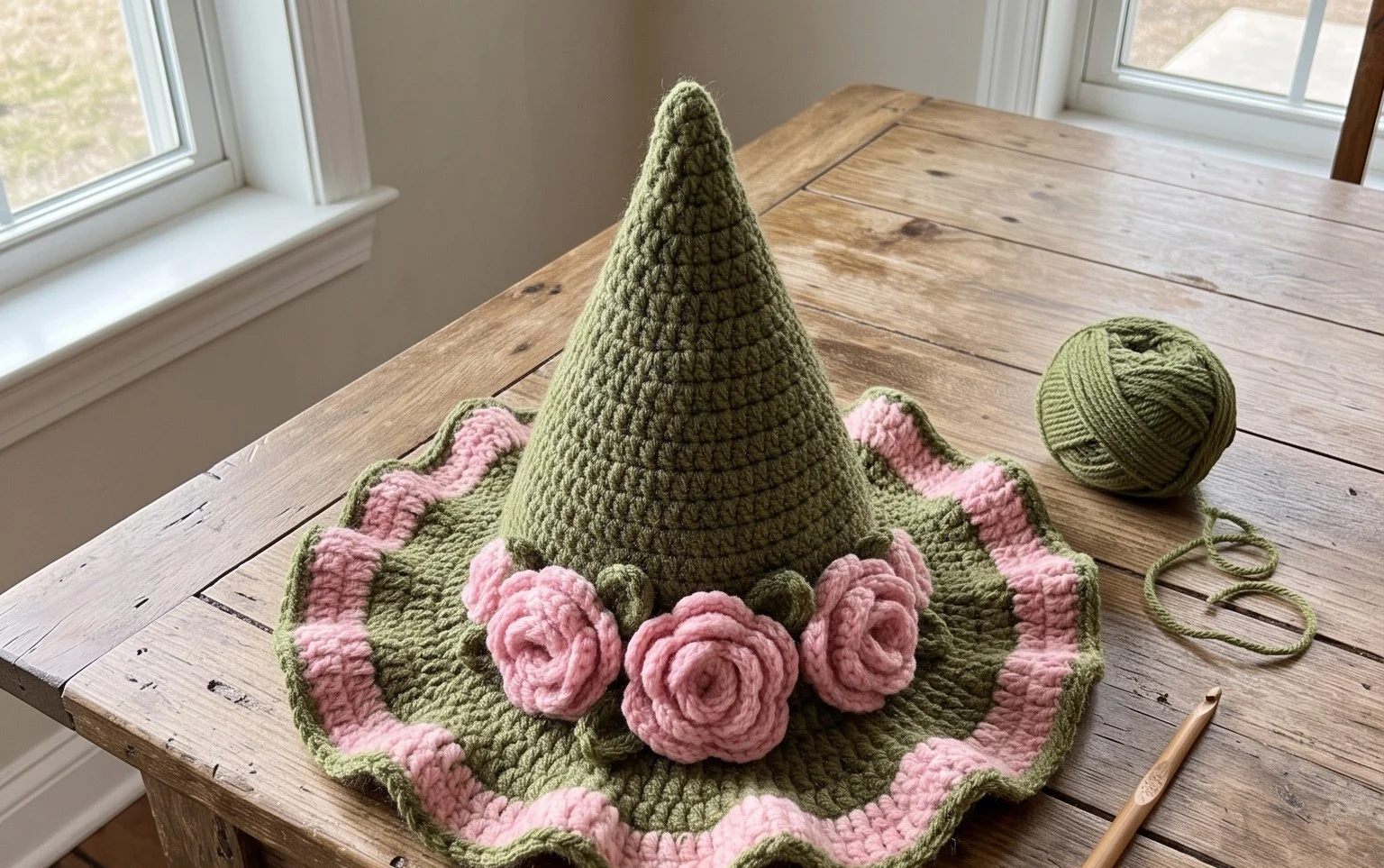 Rose Witch Hat Crochet Pattern: Free Beginner Tutorial
